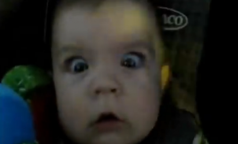Baby's reaction to driving through a tunnel